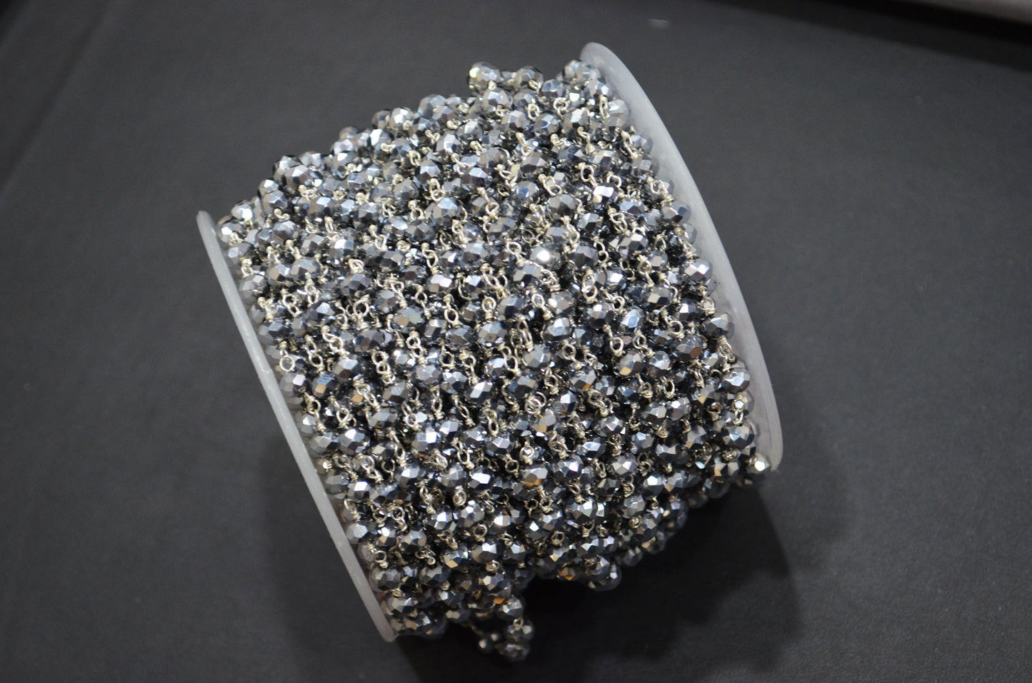 Mystic Silver Pyrite Hydro Quartz Rondelle Shape Rosary Beaded Chain , 5.50 - 6 mm , RB-5682