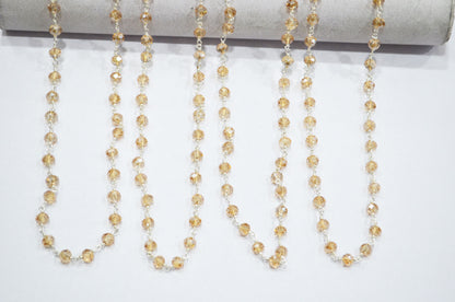 Mystic Peach Hydro Quartz Rondelle Shape Rosary Beaded Chain , 5.50 - 6 mm , RB-5683