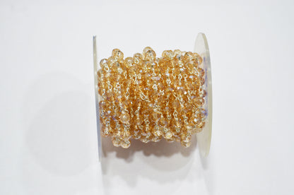 Mystic Peach Hydro Quartz Rondelle Shape Rosary Beaded Chain , 5.50 - 6 mm , RB-5683