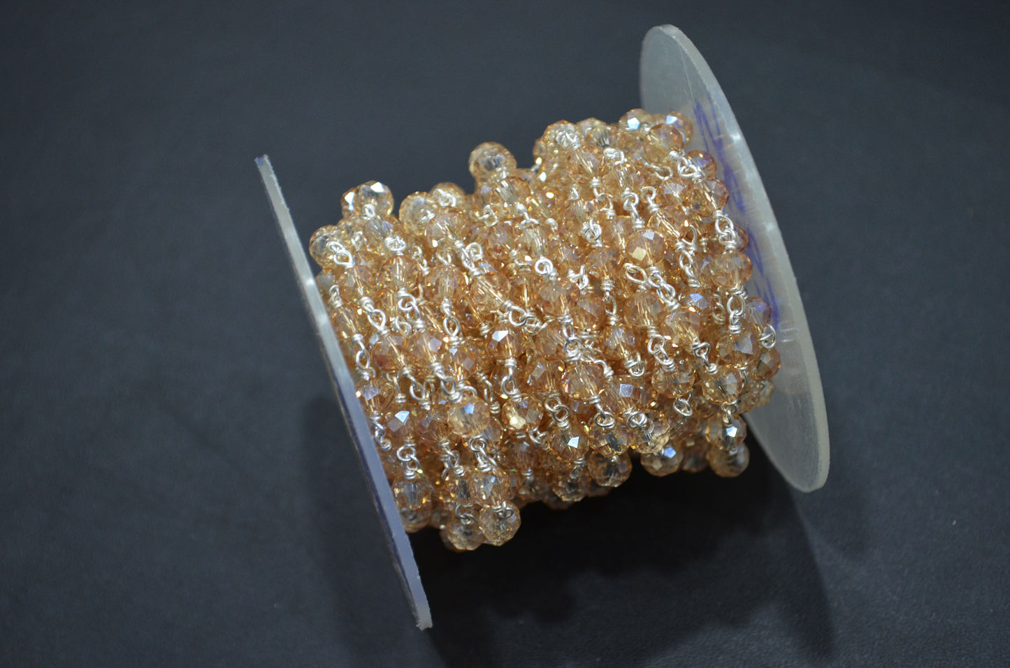 Mystic Peach Hydro Quartz Rondelle Shape Rosary Beaded Chain , 5.50 - 6 mm , RB-5683