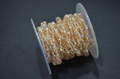 Mystic Peach Hydro Quartz Rondelle Shape Rosary Beaded Chain , 5.50 - 6 mm , RB-5683