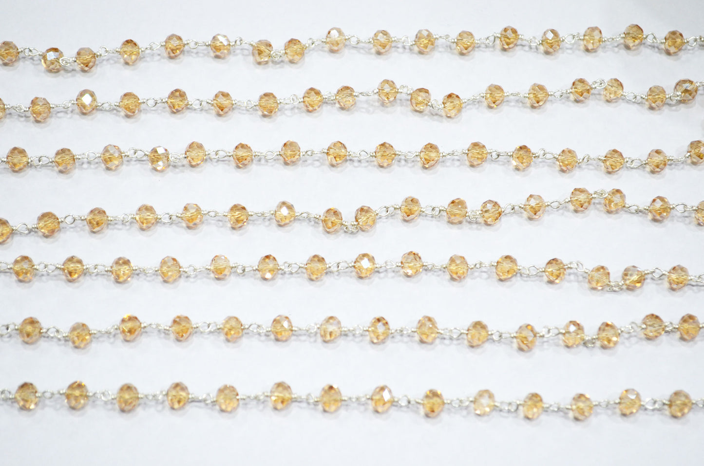 Mystic Peach Hydro Quartz Rondelle Shape Rosary Beaded Chain , 5.50 - 6 mm , RB-5683