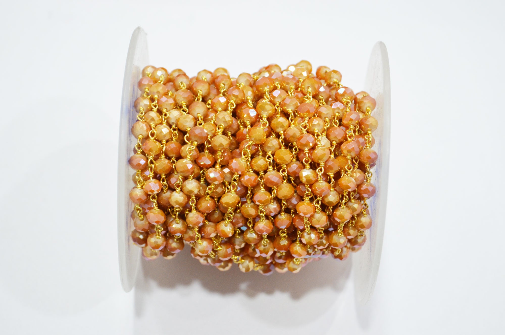 Mystic Shaded Carnelian Hydro Quartz Rondelle Shape Rosary Chain , 5.5 - 6 mm , RB-5684