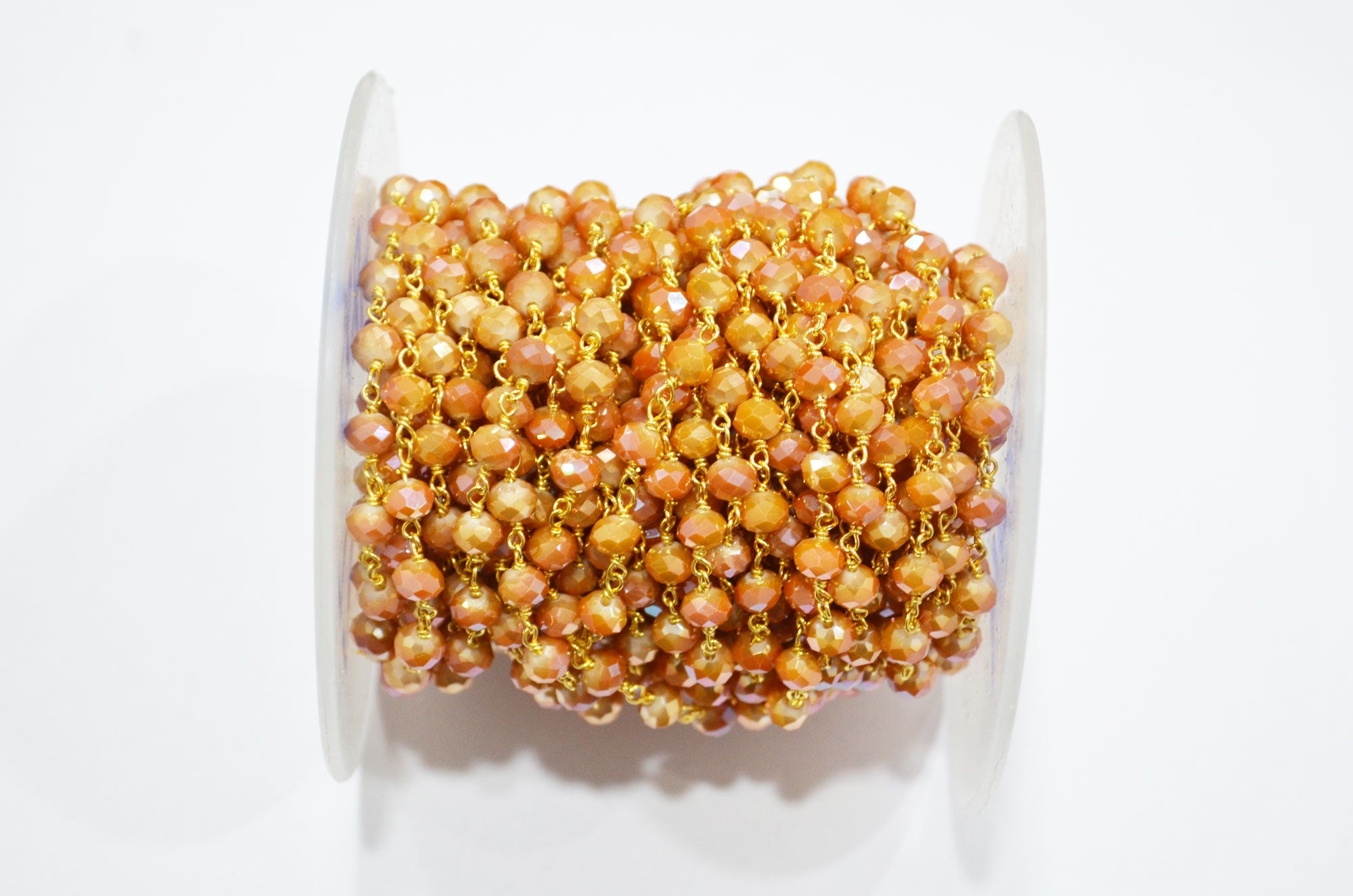 Mystic Shaded Carnelian Hydro Quartz Rondelle Shape Rosary Beaded Chain , 5.50 - 6 mm , RB-5684