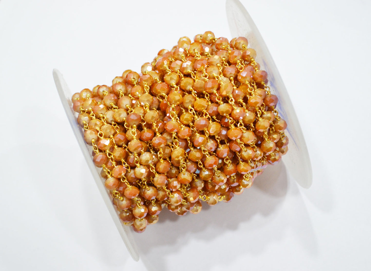 Mystic Shaded Carnelian Hydro Quartz Rondelle Shape Rosary Beaded Chain , 5.50 - 6 mm , RB-5684