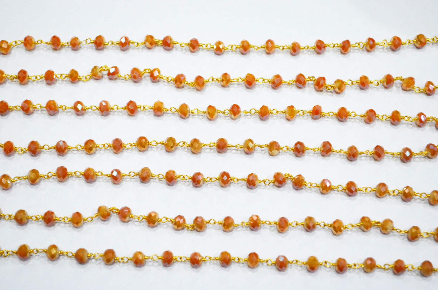 Mystic Shaded Carnelian Hydro Quartz Rondelle Shape Rosary Beaded Chain , 5.50 - 6 mm , RB-5684