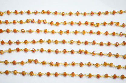 Mystic Shaded Carnelian Hydro Quartz Rondelle Shape Rosary Beaded Chain , 5.50 - 6 mm , RB-5684