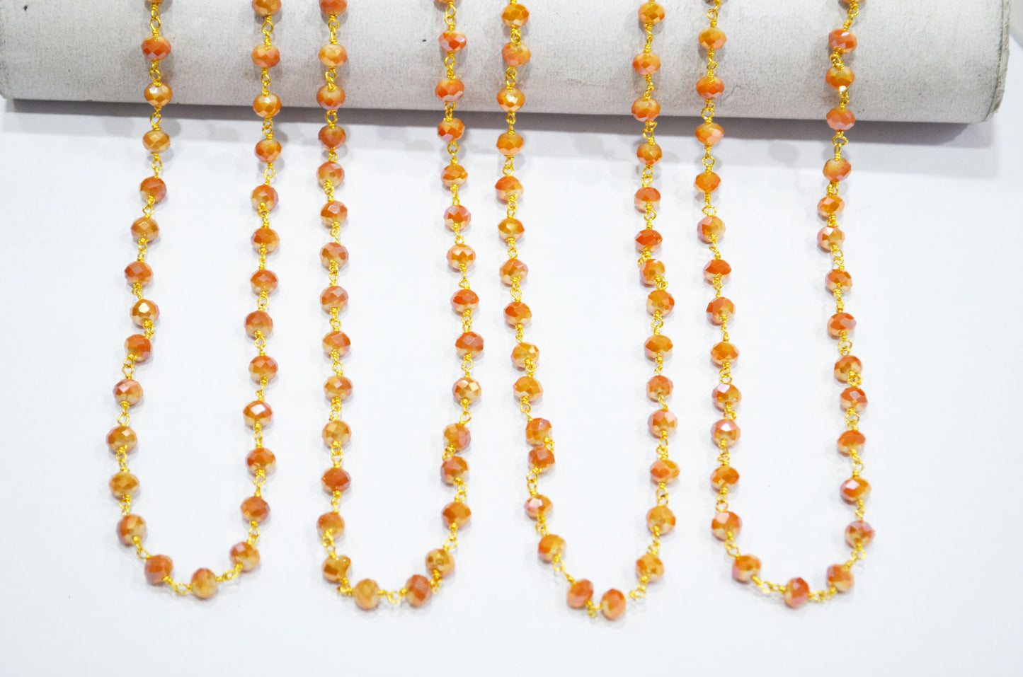 Mystic Shaded Carnelian Hydro Quartz Rondelle Shape Rosary Beaded Chain , 5.50 - 6 mm , RB-5684