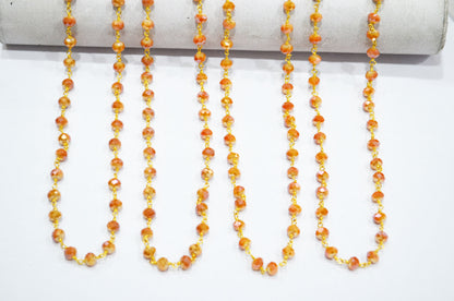 Mystic Shaded Carnelian Hydro Quartz Rondelle Shape Rosary Beaded Chain , 5.50 - 6 mm , RB-5684