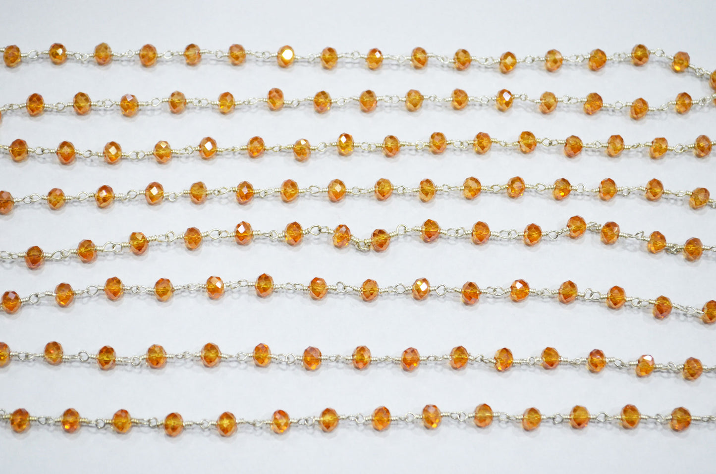 Mystic Coral Peach Hydro Quartz Rondelle Shape Rosary Beaded Chain , 5.50 - 6 mm , RB-5685