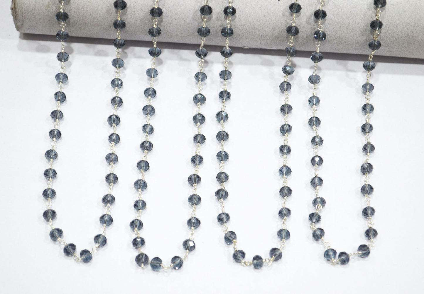 London Blue Hydro Quartz Faceted Rondelle Shape Rosary Beaded Chain , 5.50 - 6 mm , RB-5689