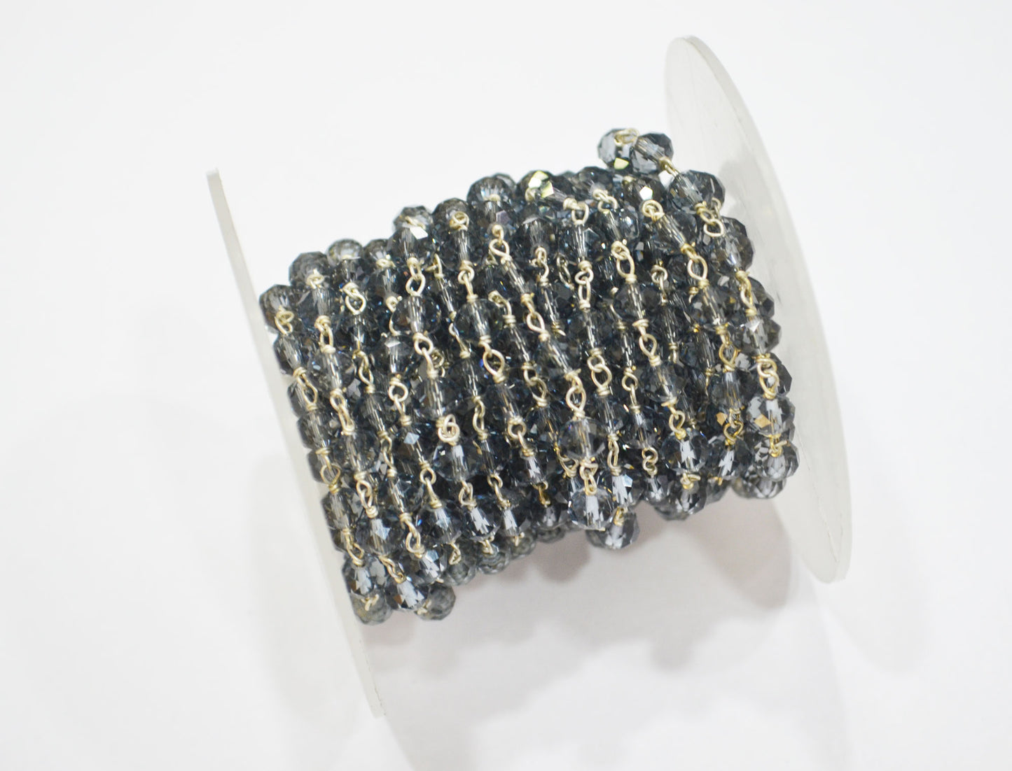 London Blue Hydro Quartz Faceted Rondelle Shape Rosary Beaded Chain , 5.50 - 6 mm , RB-5689