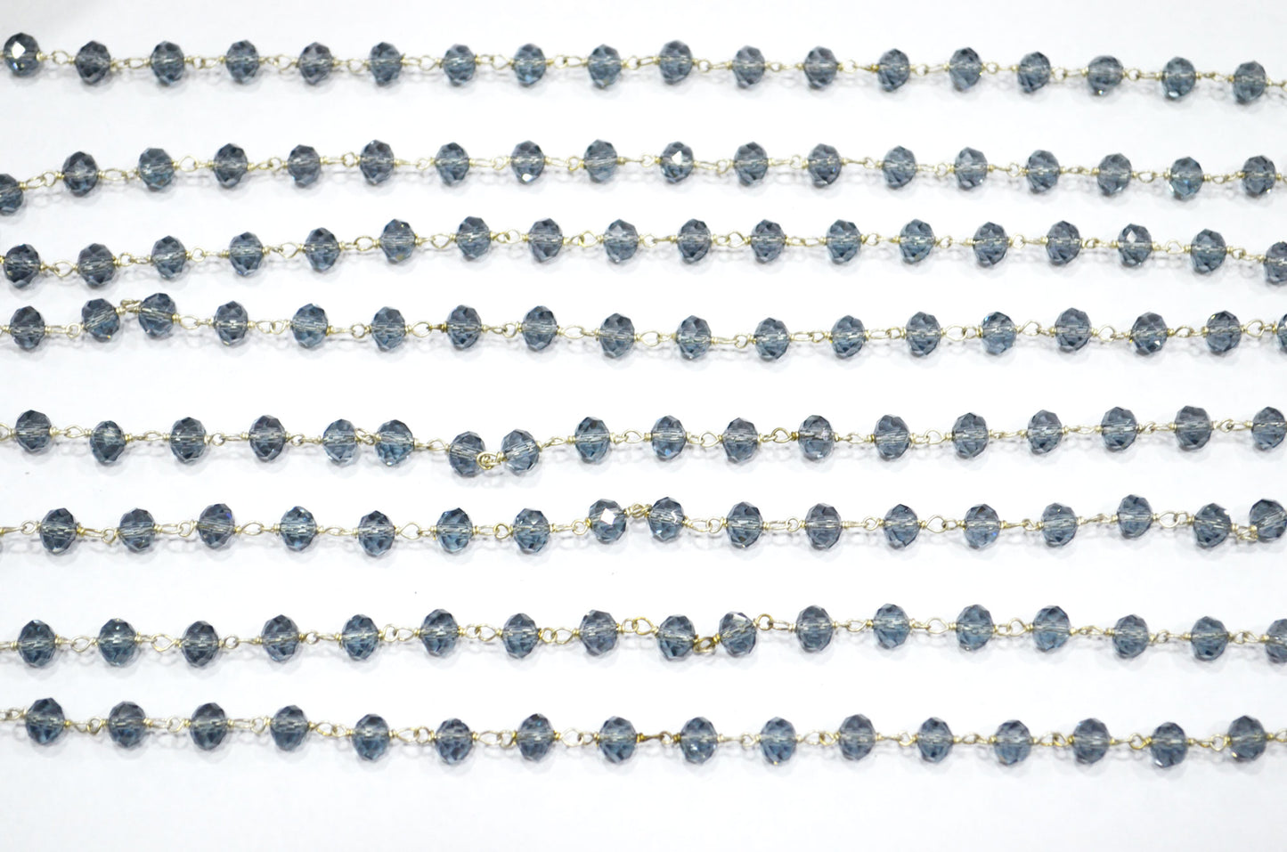 London Blue Hydro Quartz Faceted Rondelle Shape Rosary Beaded Chain , 5.50 - 6 mm , RB-5689