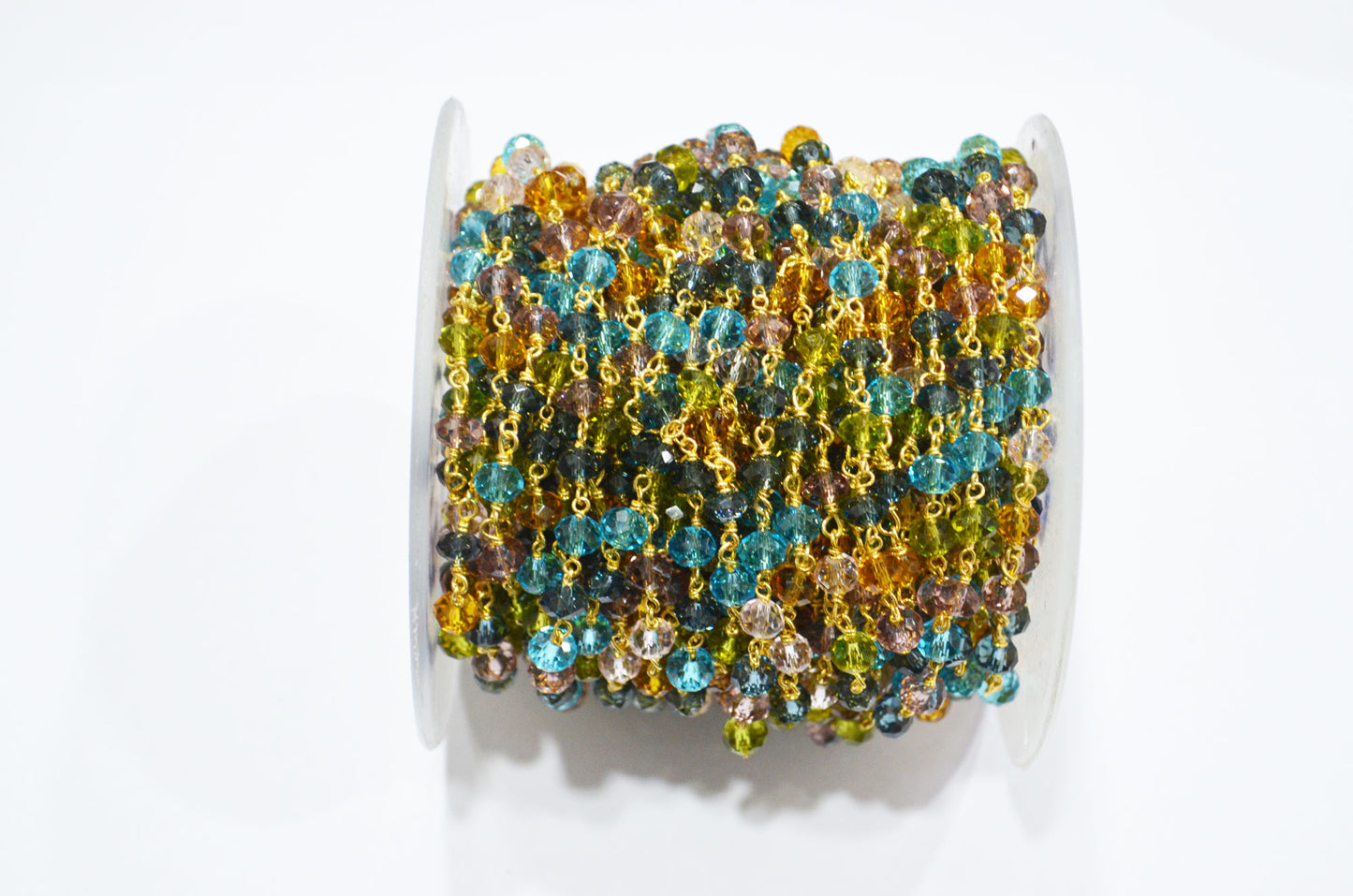 Multi Hydro Quartz Faceted Rondelle Shape Rosary Beaded Chain , 5.50 - 6 mm , RB-5690