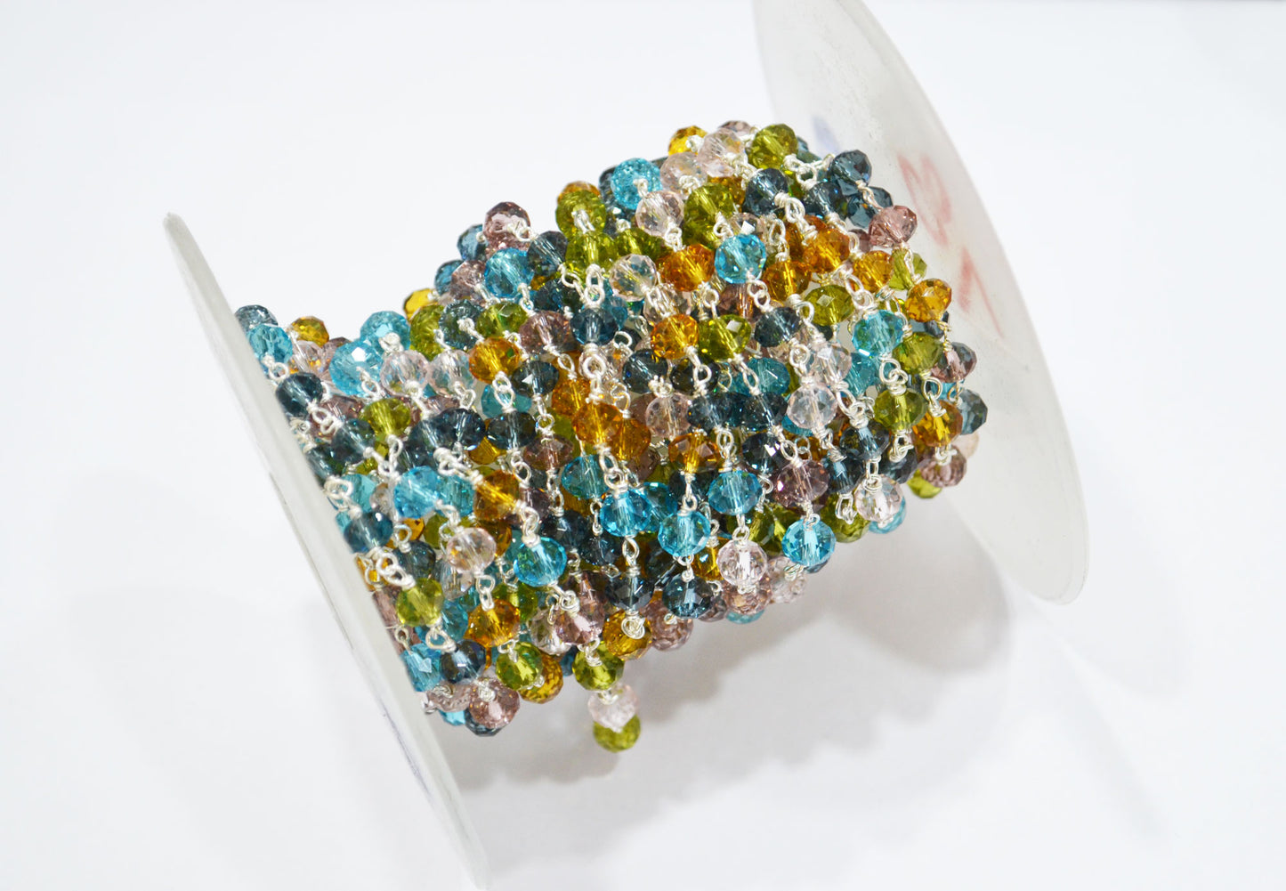 Multi Hydro Quartz Faceted Rondelle Shape Rosary Beaded Chain , 5.50 - 6 mm , RB-5690