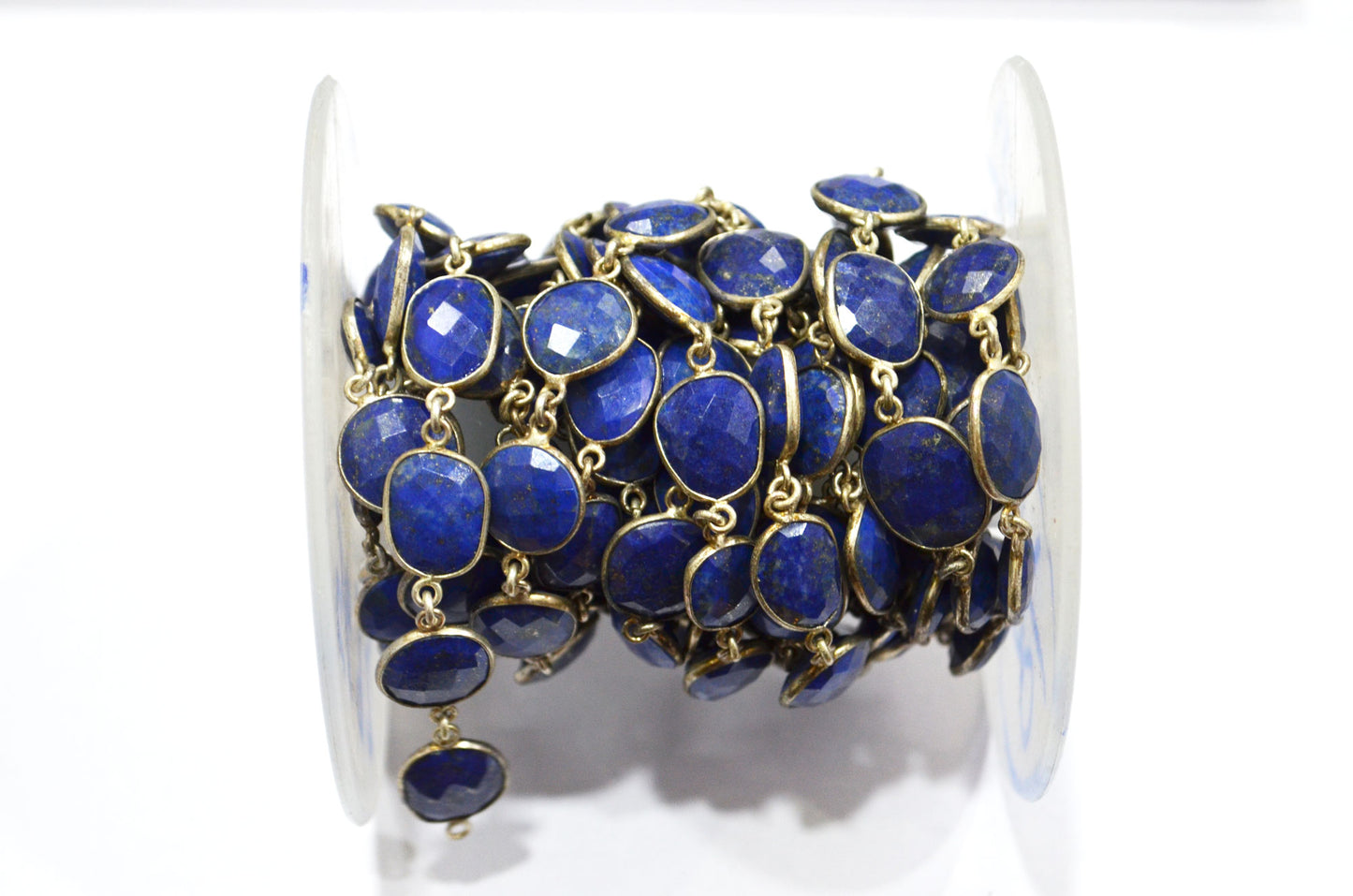 Lapis Lazuli Faceted Slice Shape Connector Chain , 11 - 15 mm , RB-5692