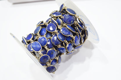 Lapis Lazuli Faceted Slice Shape Connector Chain , 11 - 15 mm , RB-5692