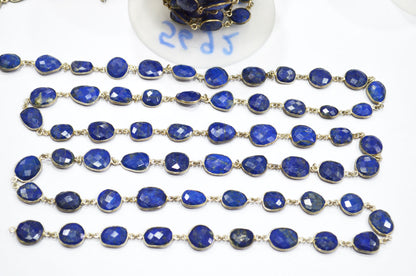 Lapis Lazuli Faceted Slice Shape Connector Chain , 11 - 15 mm , RB-5692