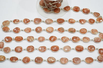Sunstone Faceted Slice Shape Connector Chain , 15 - 17 mm , RB-5693