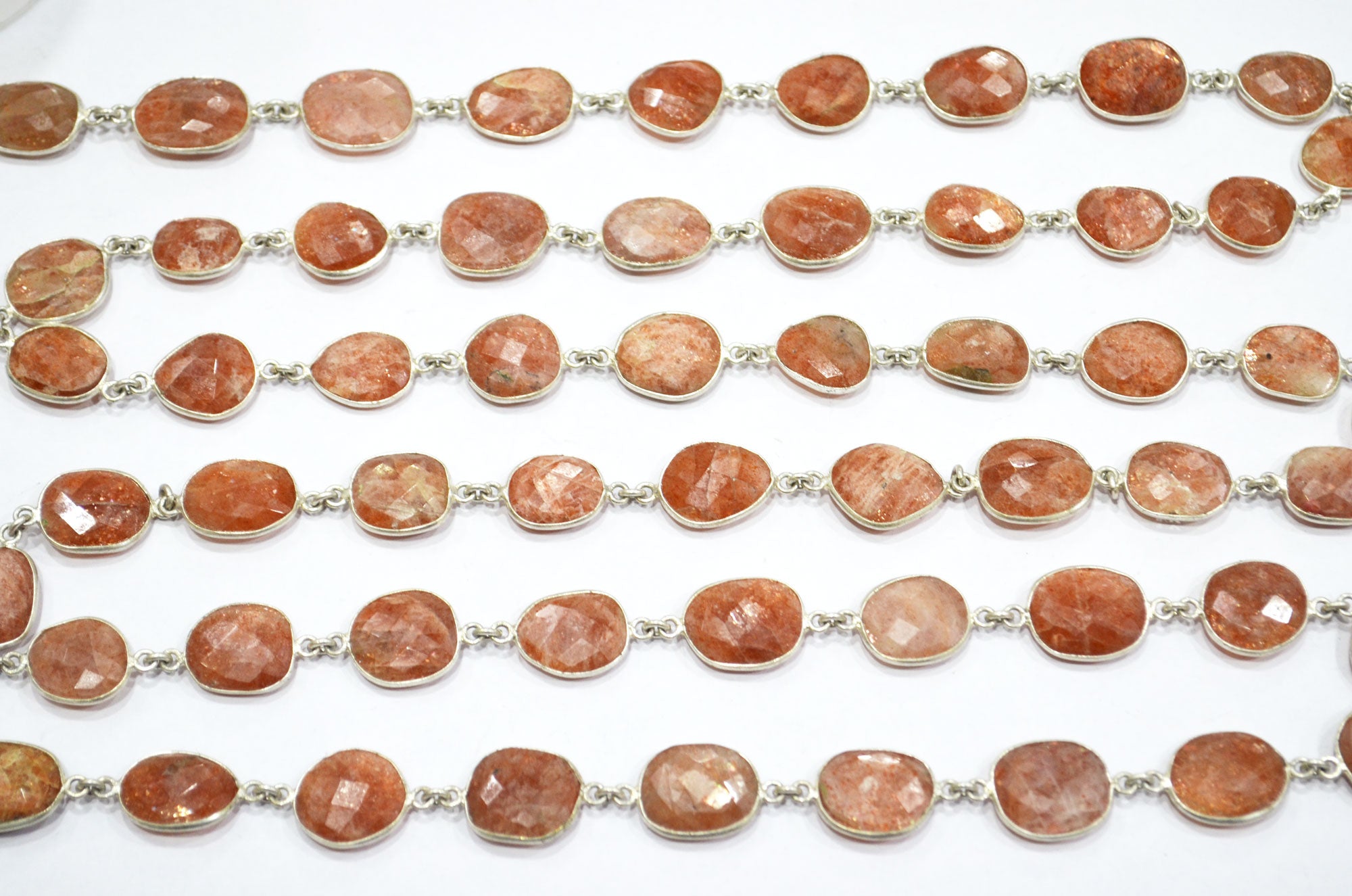 Sunstone Faceted Slice Shape Connector Chain , 15 - 17 mm , RB-5693