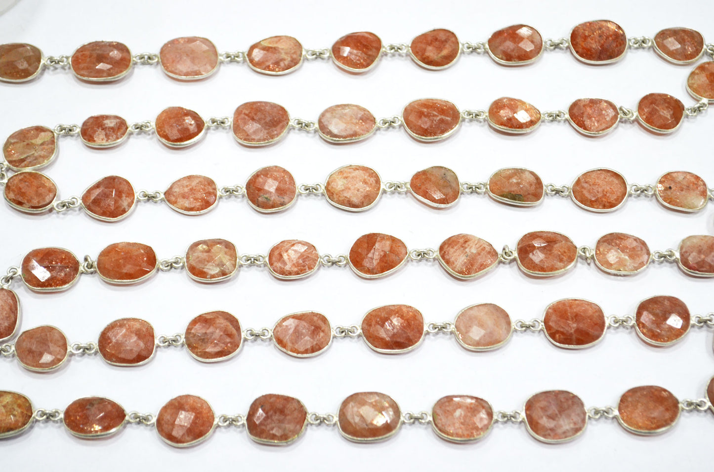 Sunstone Faceted Slice Shape Connector Chain , 15 - 17 mm , RB-5693