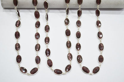 Grape Slush Hydro Quartz Faceted Oval Shape Connector Chain , 9x13 mm , RB-5706