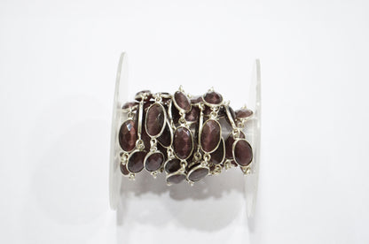 Grape Slush Hydro Quartz Faceted Oval Shape Connector Chain , 9x13 mm , RB-5706