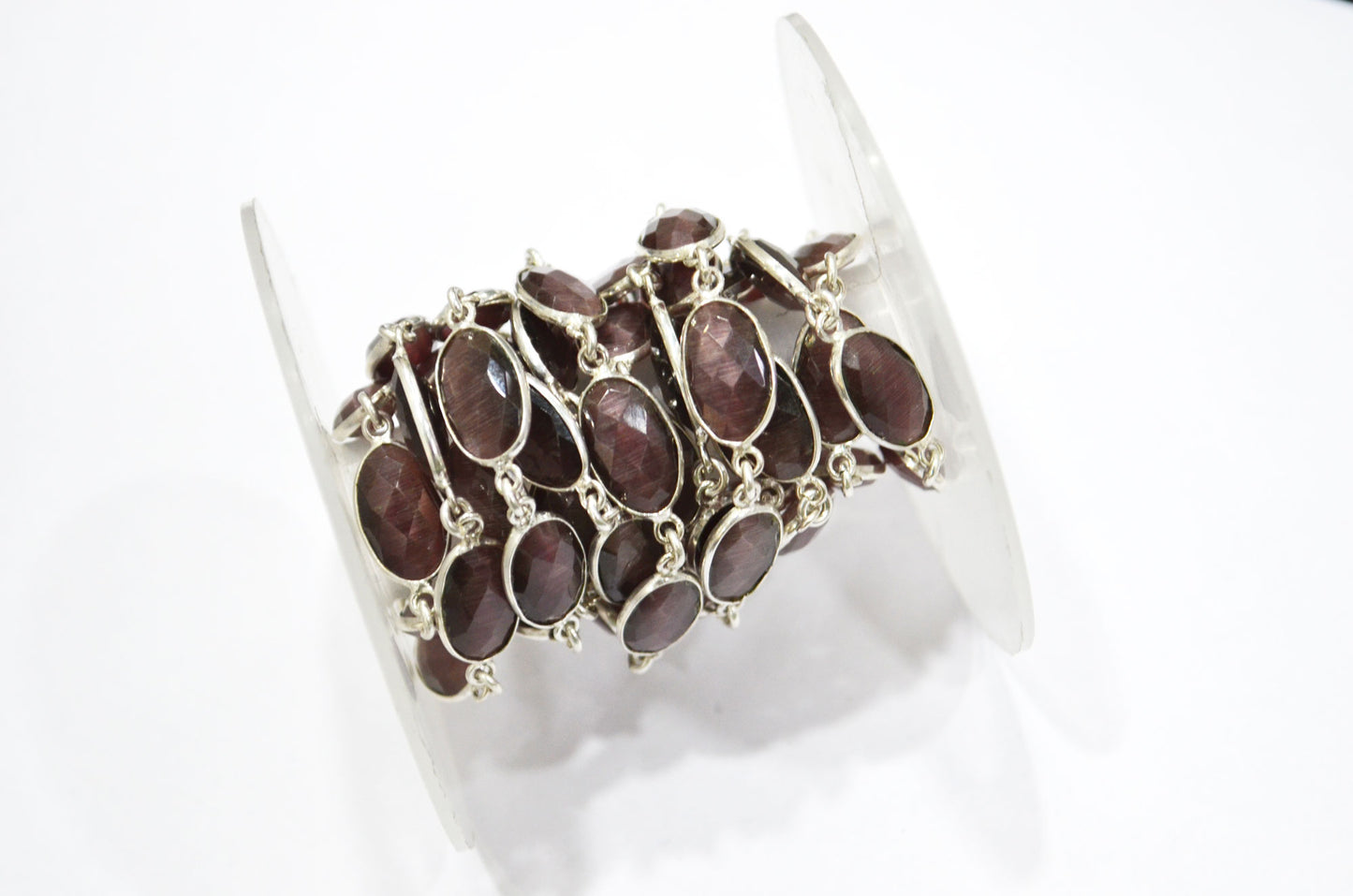 Grape Slush Hydro Quartz Faceted Oval Shape Connector Chain , 9x13 mm , RB-5706