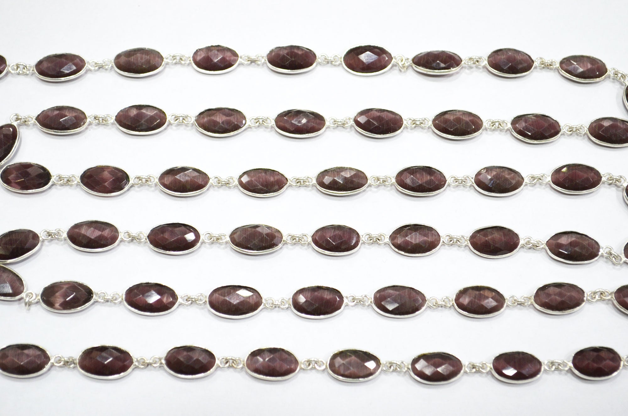 Grape Slush Hydro Quartz Faceted Oval Shape Connector Chain , 9x13 mm , RB-5706