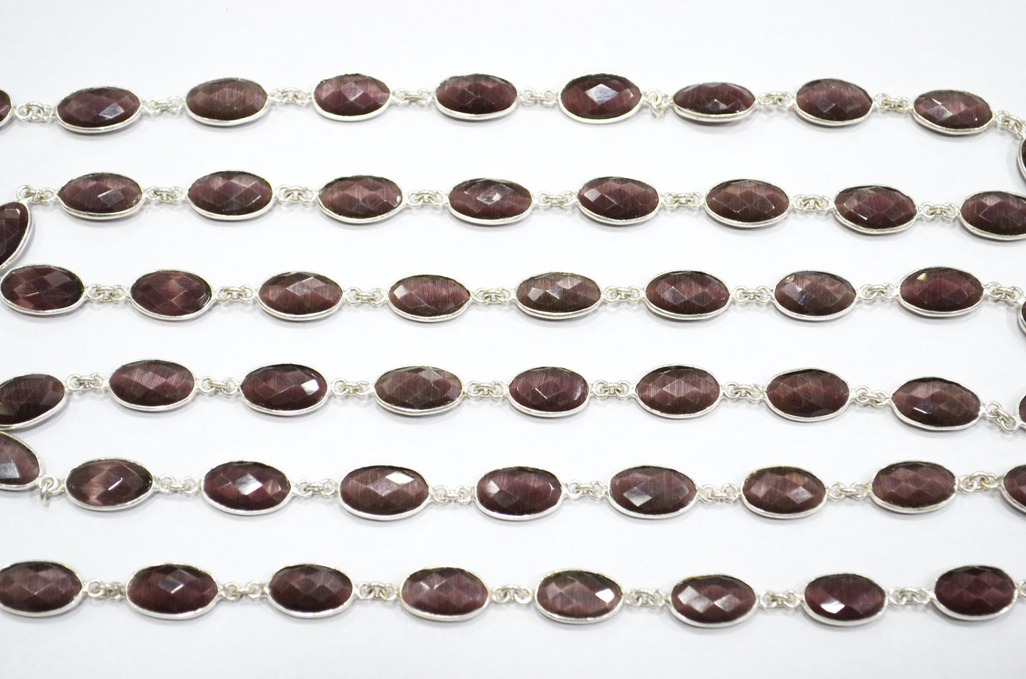 Grape Slush Hydro Quartz Faceted Oval Shape Connector Chain , 9x13 mm , RB-5706