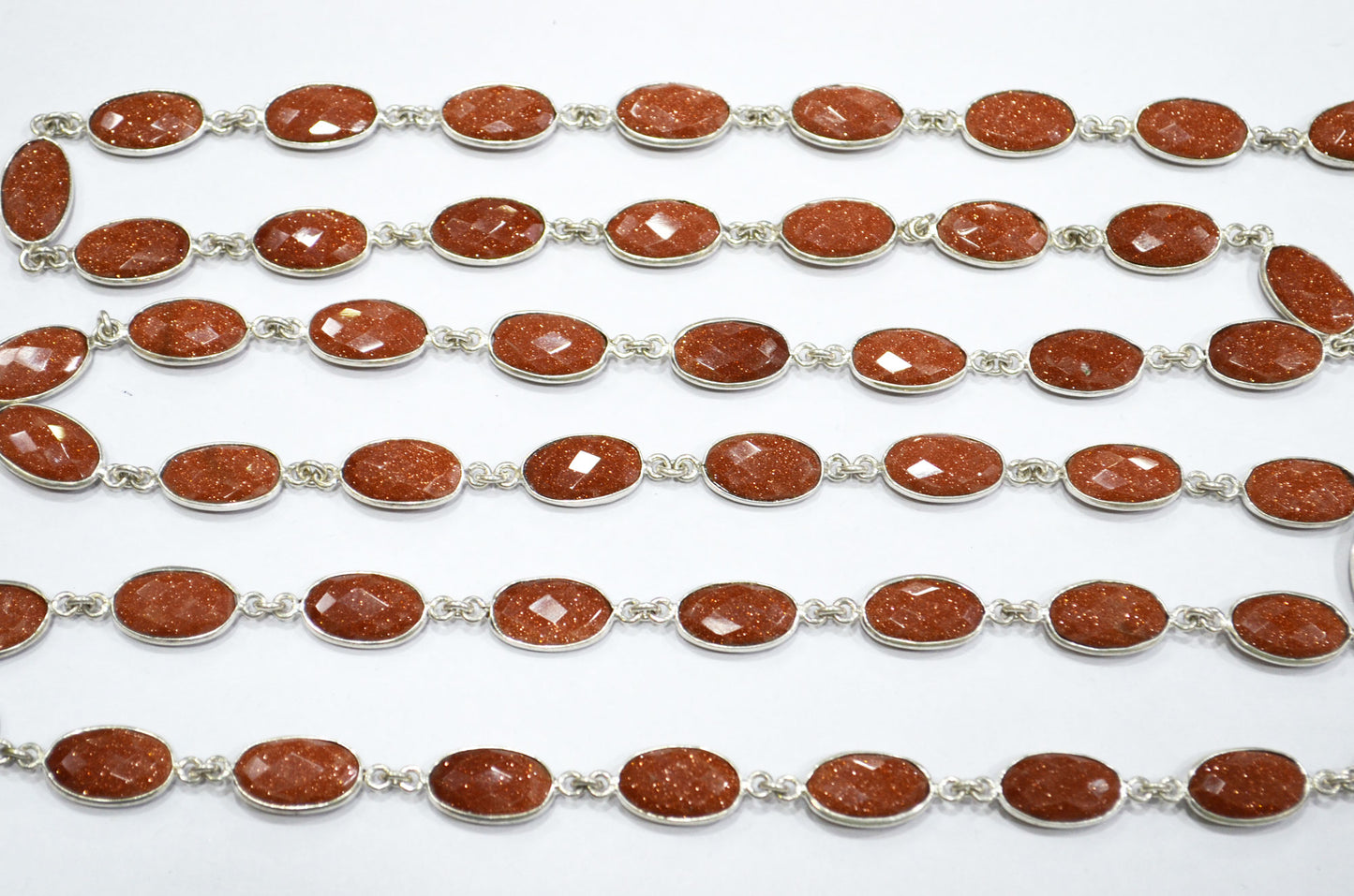 Sunstone Hydro Quartz Faceted Oval Shape Connector Chain , 9x13 mm , RB-5710