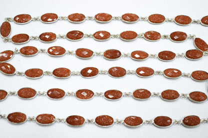 Sunstone Hydro Quartz Faceted Oval Shape Connector Chain , 9x13 mm , RB-5710