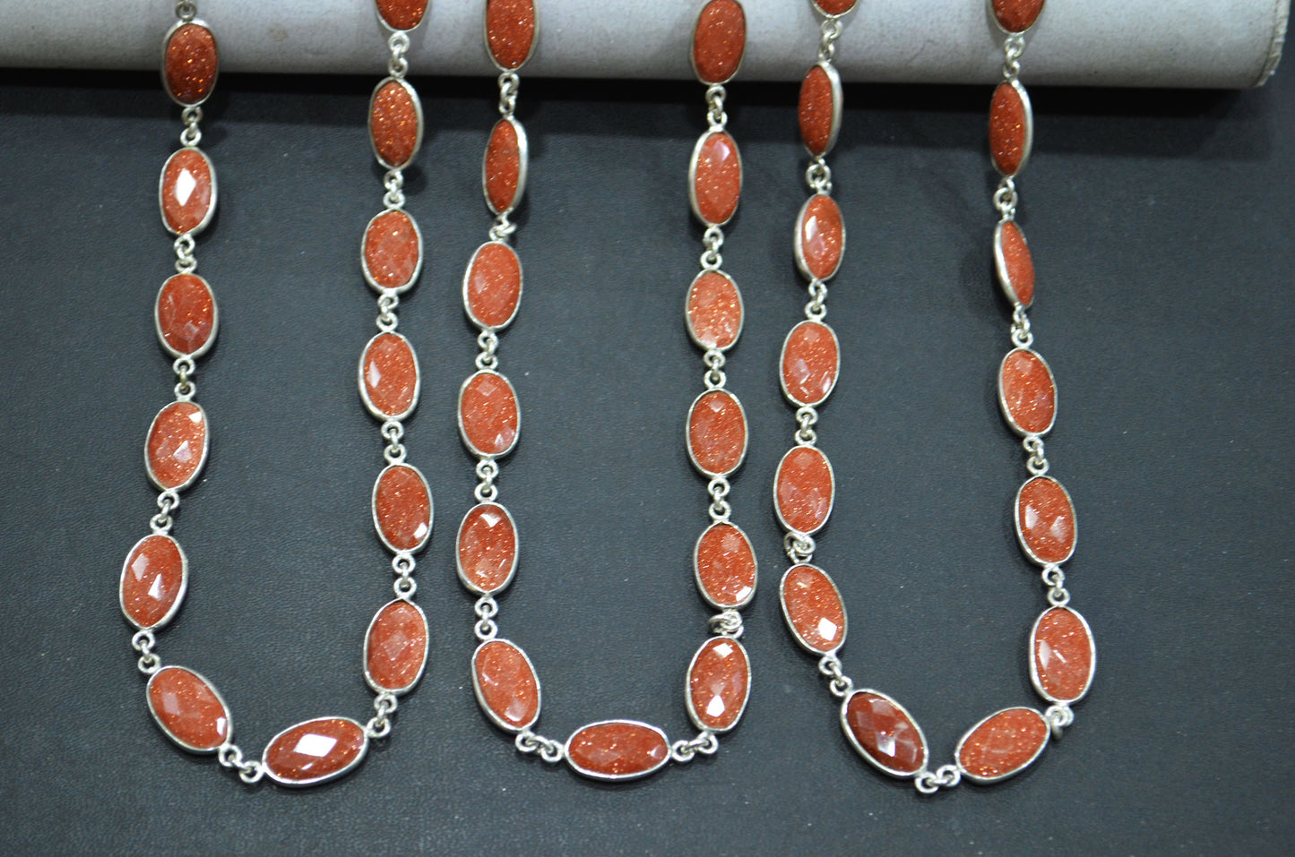 Sunstone Hydro Quartz Faceted Oval Shape Connector Chain , 9x13 mm , RB-5710