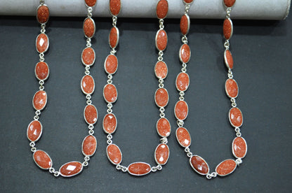 Sunstone Hydro Quartz Faceted Oval Shape Connector Chain , 9x13 mm , RB-5710