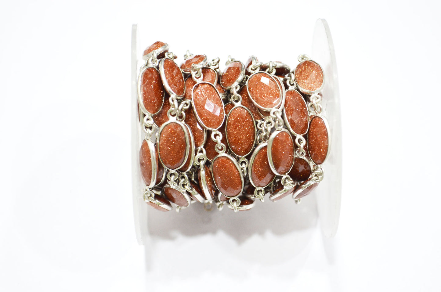 Sunstone Hydro Quartz Faceted Oval Shape Connector Chain , 9x13 mm , RB-5710