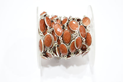 Sunstone Hydro Quartz Faceted Oval Shape Connector Chain , 9x13 mm , RB-5710