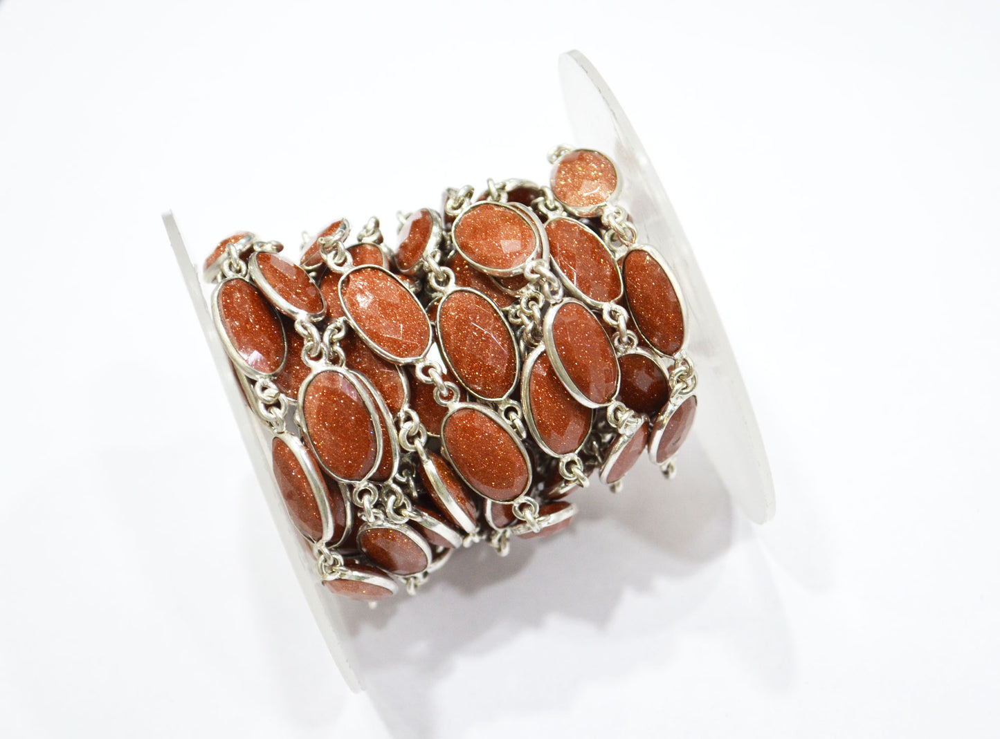 Sunstone Hydro Quartz Faceted Oval Shape Connector Chain , 9x13 mm , RB-5710