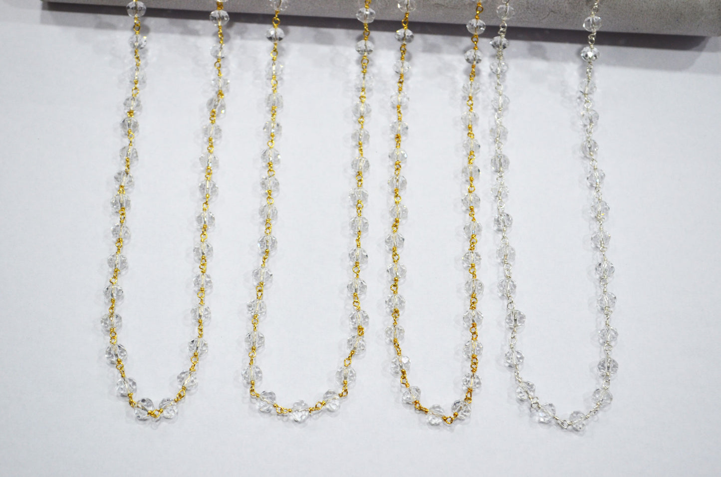Crystal Hydro Quartz Faceted Rondelle Shape Rosary Beaded Chain , 5.50 - 6 mm , RB-5718