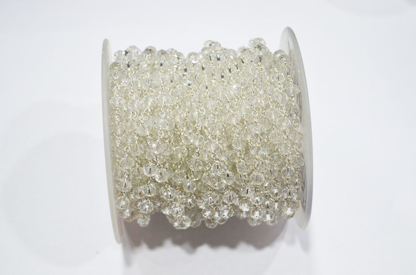 Crystal Hydro Quartz Faceted Rondelle Shape Rosary Beaded Chain , 5.50 - 6 mm , RB-5718