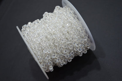 Crystal Hydro Quartz Faceted Rondelle Shape Rosary Beaded Chain , 5.50 - 6 mm , RB-5718