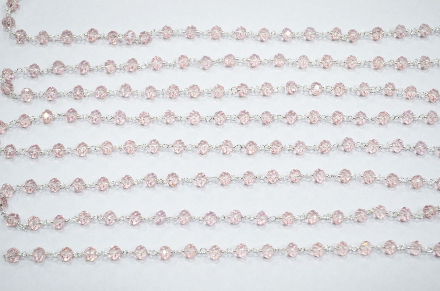 Morganite Hydro Quartz Faceted Rondelle Shape Rosary Beaded Chain , 5.50 - 6 mm , RB-5719