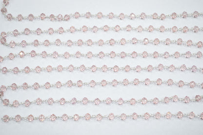 Morganite Hydro Quartz Faceted Rondelle Shape Rosary Beaded Chain , 5.50 - 6 mm , RB-5719