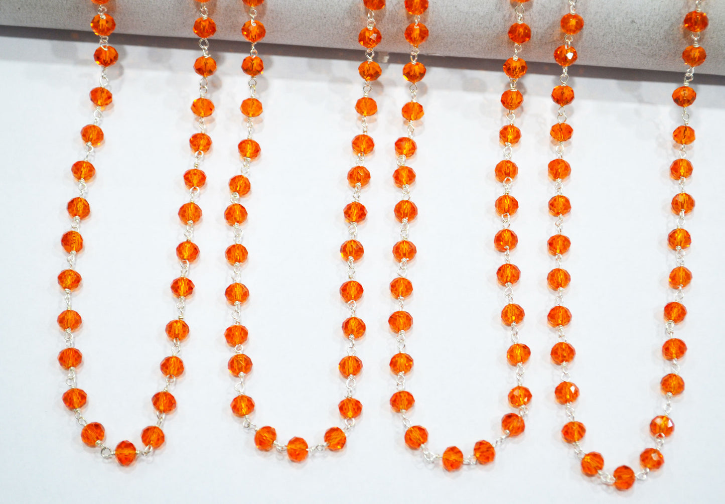 Carnelian Hydro Quartz Faceted Rondelle Shape Rosary Beaded Chain , 5.50 - 6 mm , RB-5720