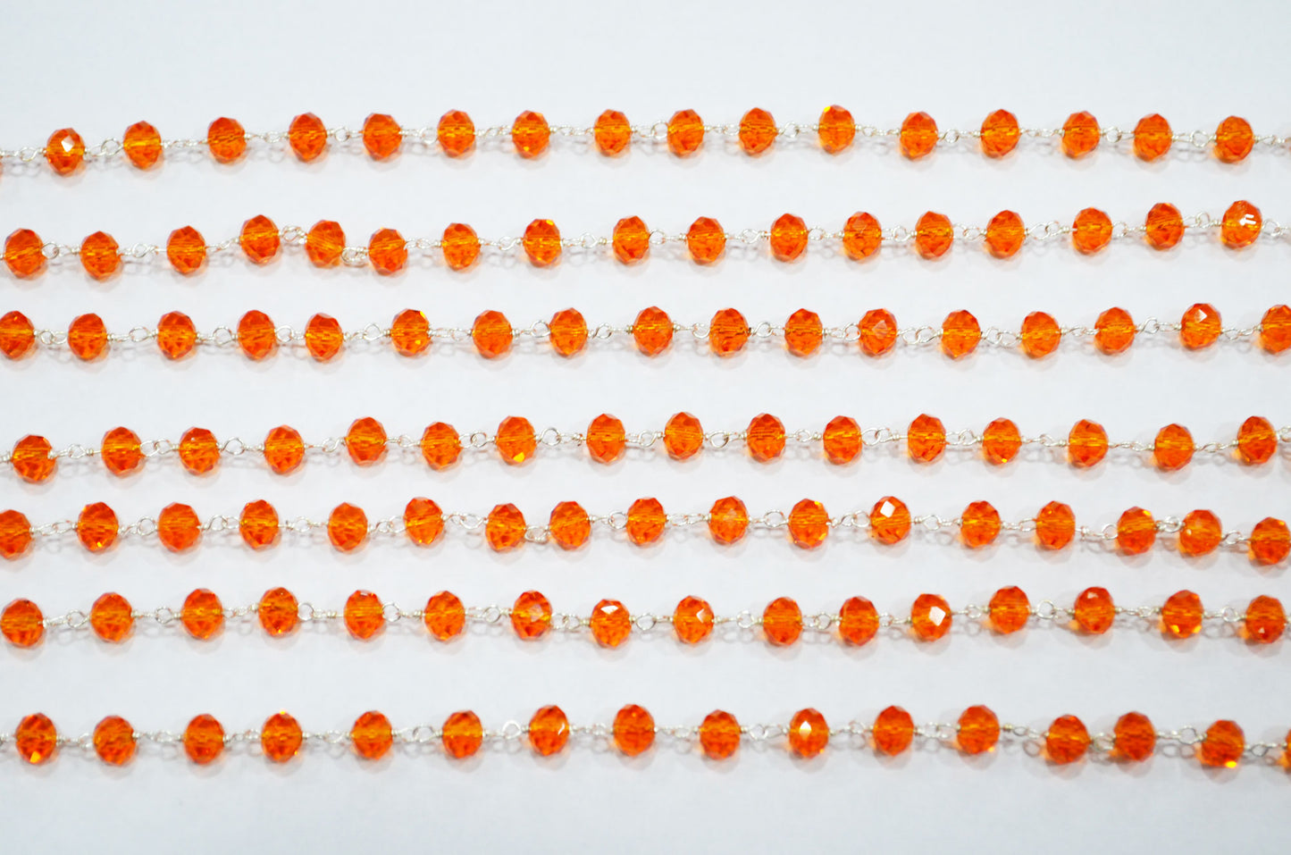 Carnelian Hydro Quartz Faceted Rondelle Shape Rosary Beaded Chain , 5.50 - 6 mm , RB-5720