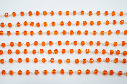 Carnelian Hydro Quartz Faceted Rondelle Shape Rosary Beaded Chain , 5.50 - 6 mm , RB-5720