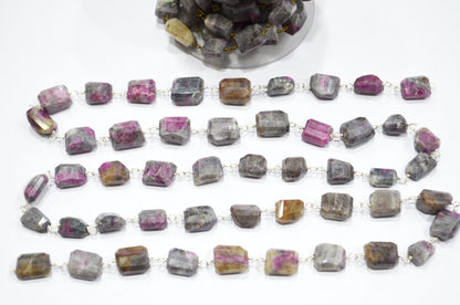 Ruby Rocks Laser Cut Nuggets Shape Rosary Beaded Chain , 11 - 14 mm , RB-5722