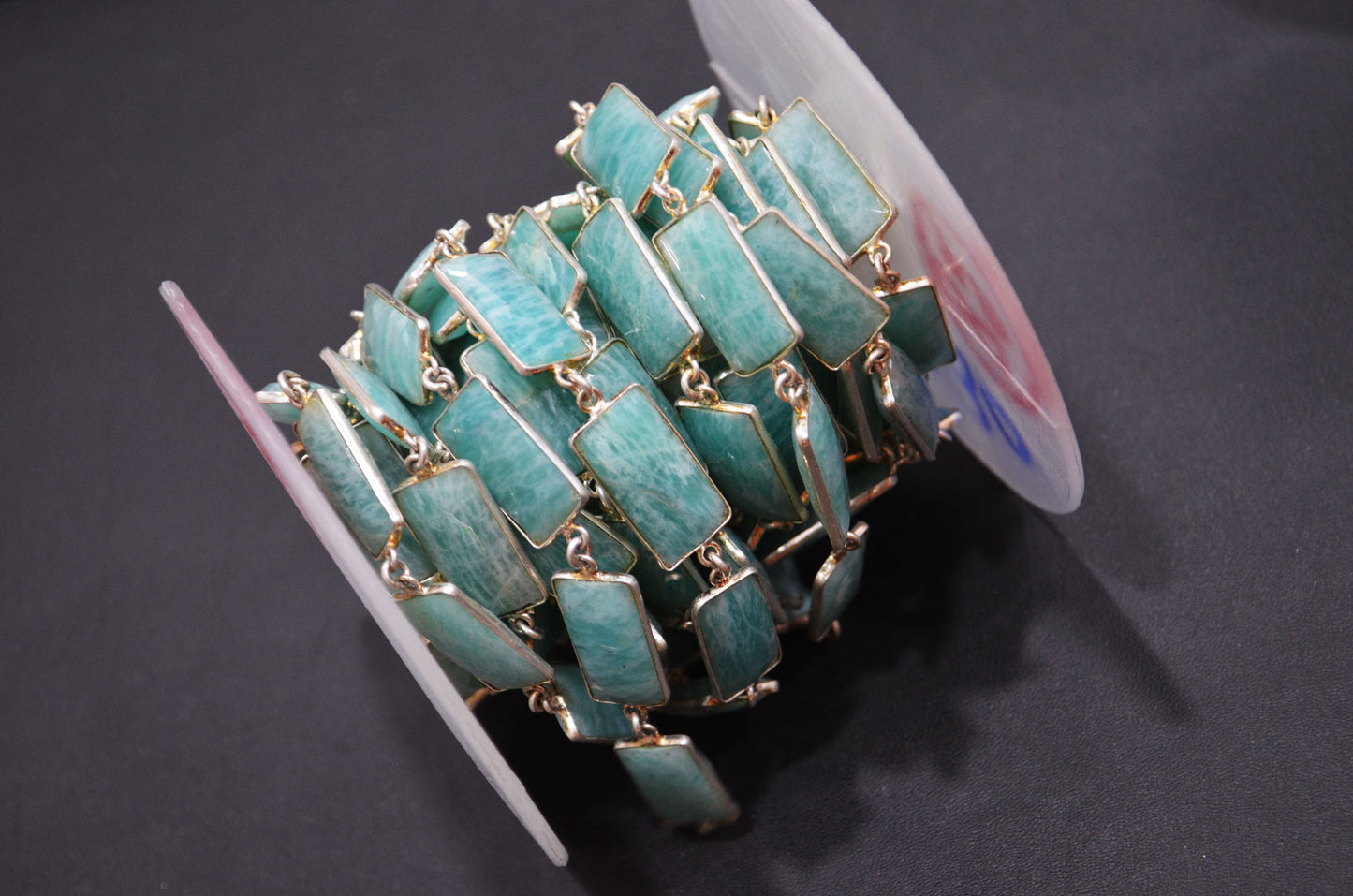 Amazonite Faceted Baguette Shape Connector Chain , 11x21 mm , RB-5730