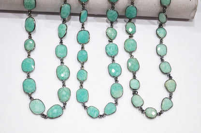 Amazonite Faceted Slice Shape Connector Chain , 11 - 14 mm , RB-5731