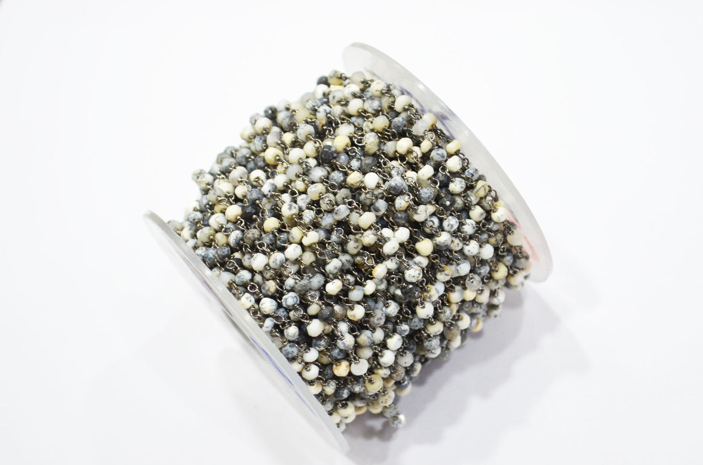 Dendrite Opal Faceted Rondelle Shape Rosary Beaded Chain , 3.50 - 4 mm , RB-5732