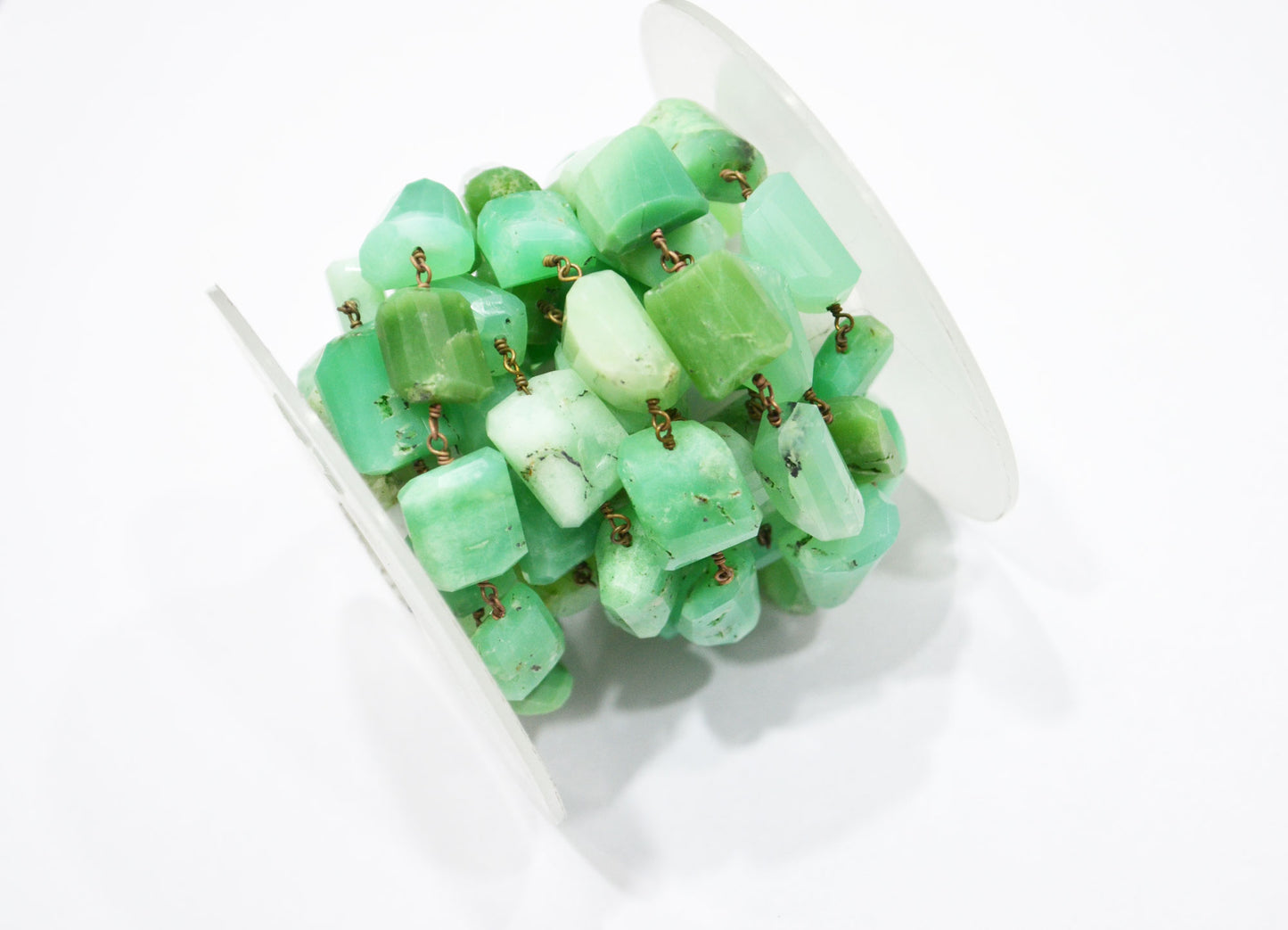 Chrysoprase Laser Cut Nuggets Shape Rosary Beaded Chain , 10 - 13 mm , RB-5751